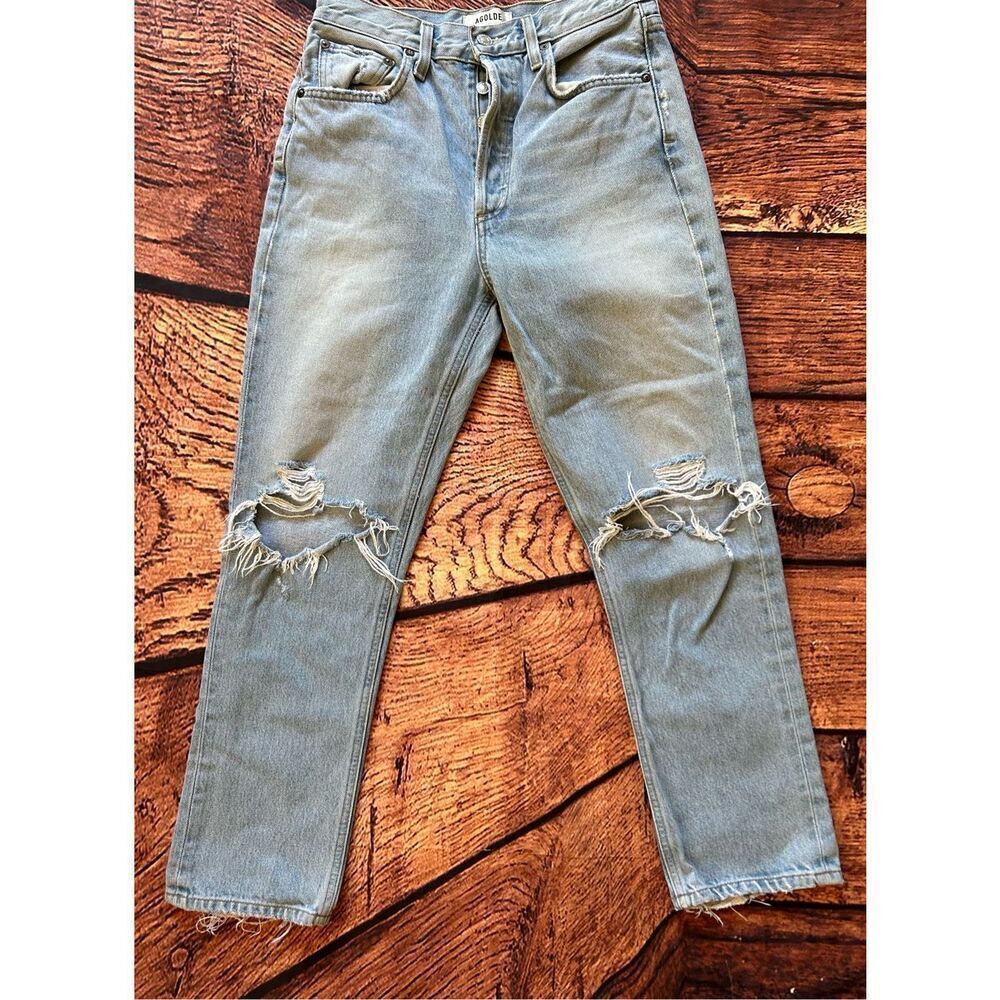Agolde Riley Hi Rise Straight Crop Light Wash - Picture 2 of 15
